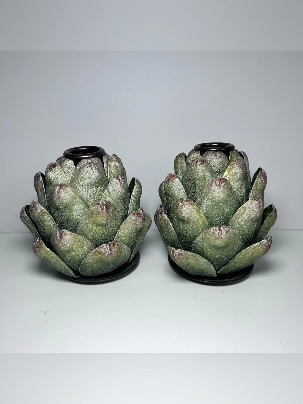 Artichoke Taper Candle Holders Set of Two